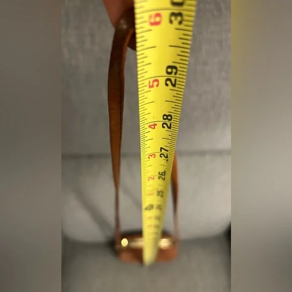 Brown Suede Crossbody Bag with clasp closure & gold hardware - Picture 11 of 11